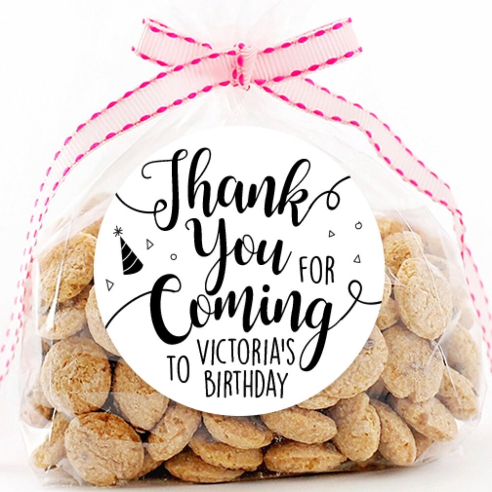 Personalized Thank You for Coming Birthday Stickers, Birthday Party Stickers Tag